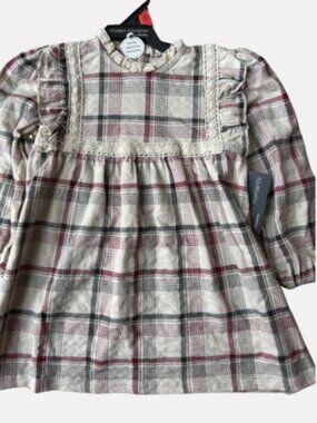 NWT Modern Moments by Gerber Plaid Ruffle Dress Size 2T Neutral Cottagecore